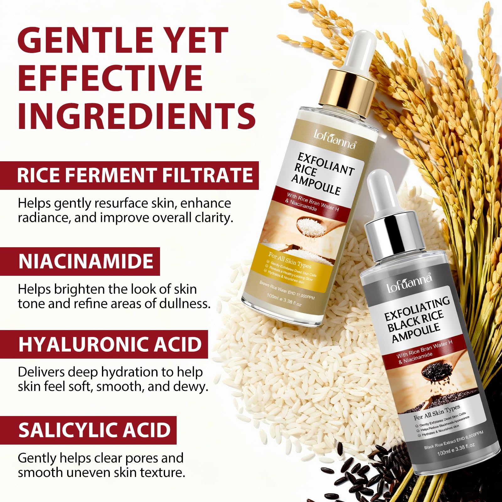 ADSBJUX White Rice Exfoliant Bottle reveals gentle exfoliation for refined texture.