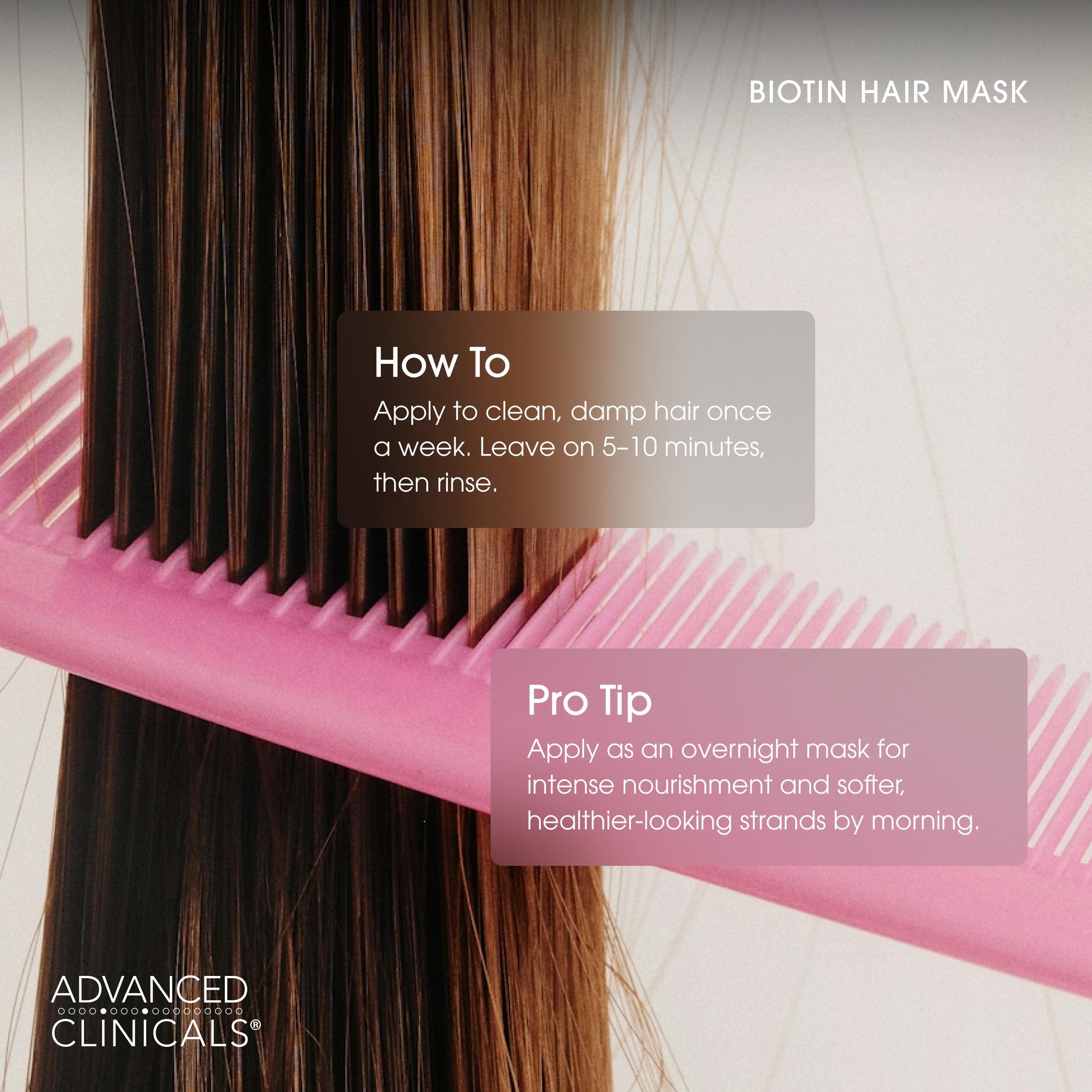 Advanced Clinicals Biotin Hair Mask biotin and vitamin E ingredients highlight hydration.