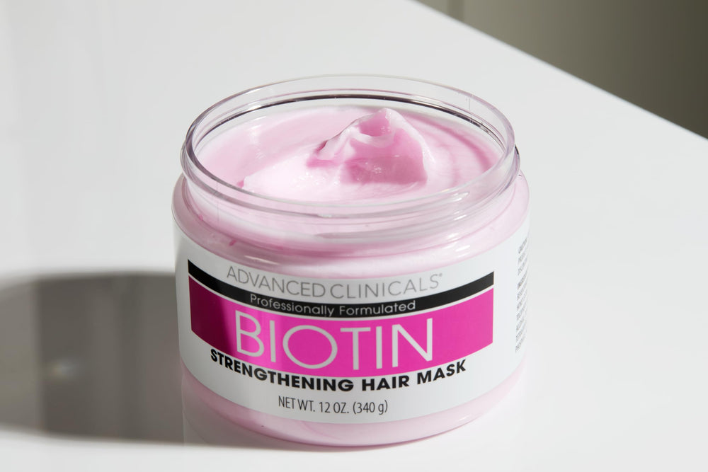Advanced Clinicals Biotin Hair Mask on color-treated hair delivers shine and manageability.