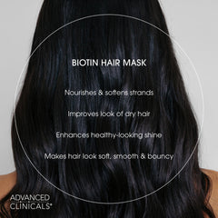 Advanced Clinicals Biotin Hair Mask creamy texture coats strands with moisture.