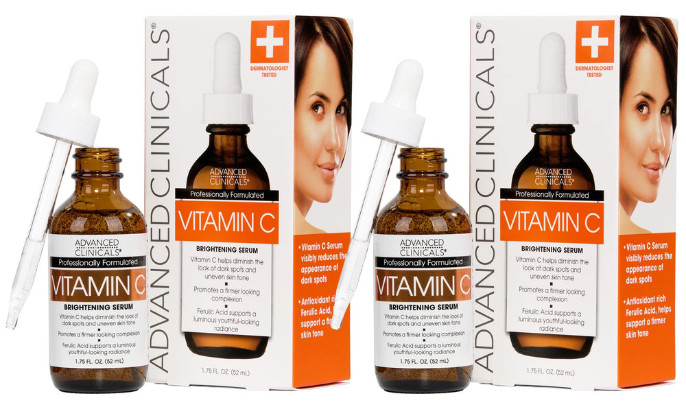 Advanced Clinicals Brightening Vitamin C Serum bottle for radiant skin glow.