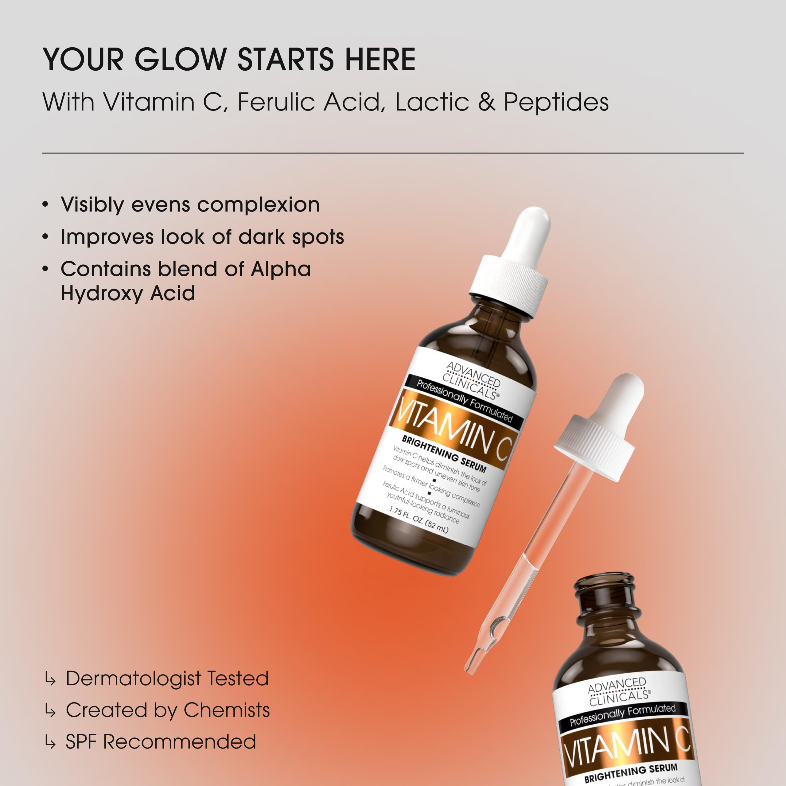 Advanced Clinicals Brightening Vitamin C Serum gel texture for lightweight hydration.