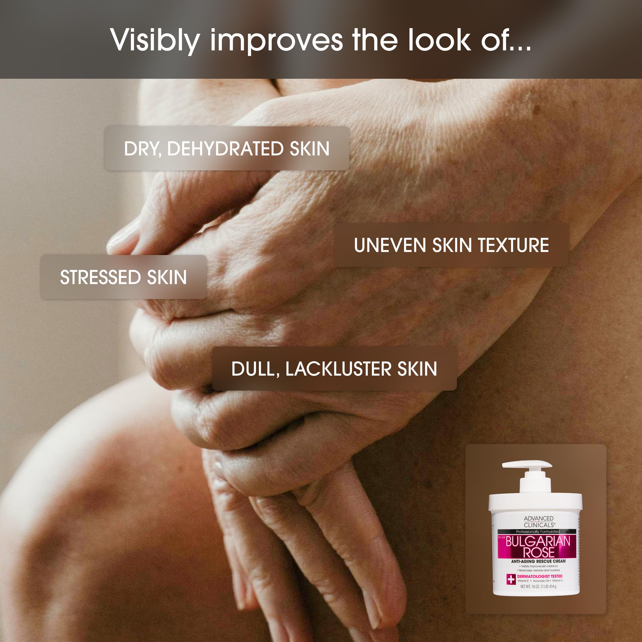 Advanced Clinicals Bulgarian Rose Lotion creamy texture close-up.