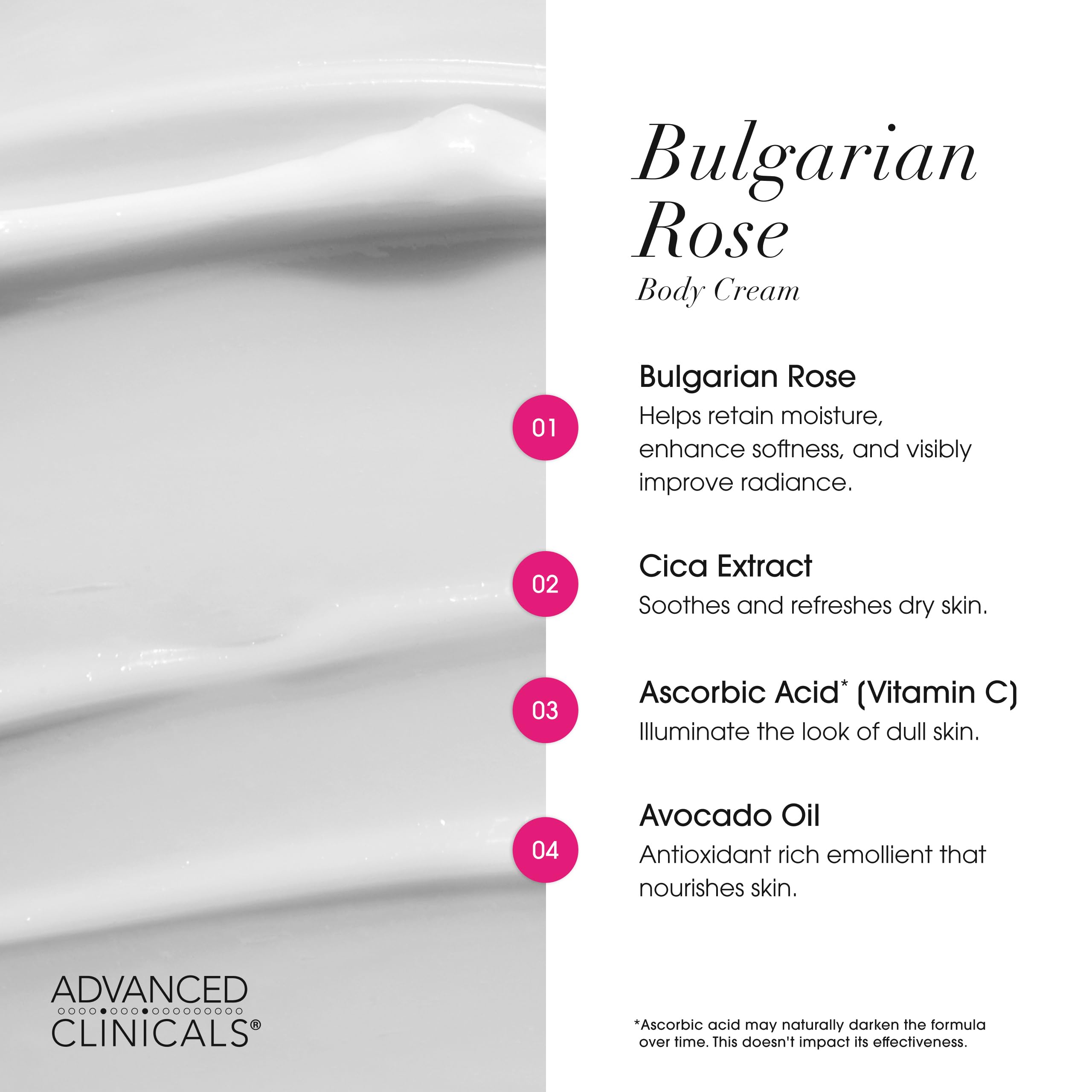 Advanced Clinicals Bulgarian Rose Lotion hands applying the cream.