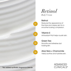 Advanced Clinicals collagen peptide body lotion pump bottle emphasizing easy absorption.