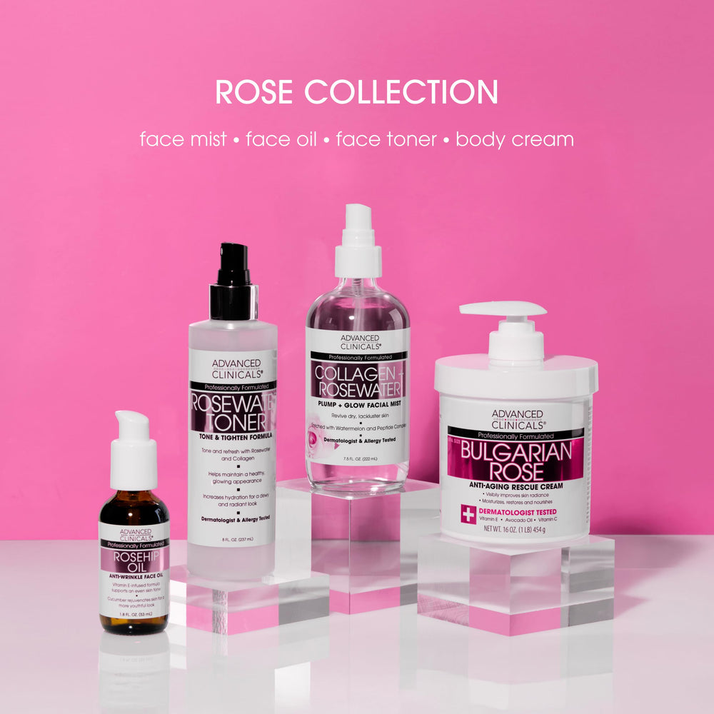 Advanced Clinicals Collagen Rosewater Face Mist routine shot for daily hydration.