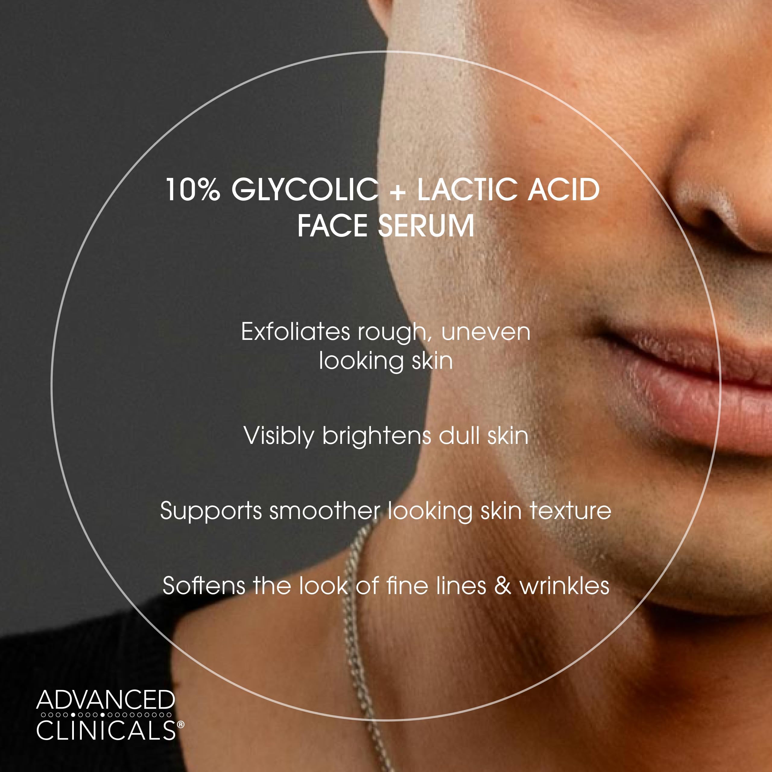 Gel texture swatch of Advanced Clinicals exfoliating serum for radiant skin.