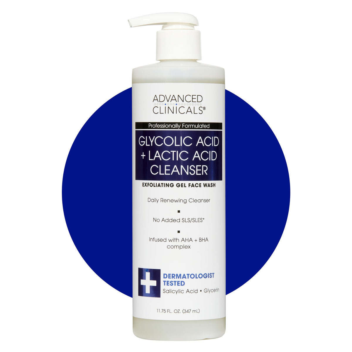 Advanced Clinicals Glycolic Face Wash bottle with sleek design for daily exfoliation