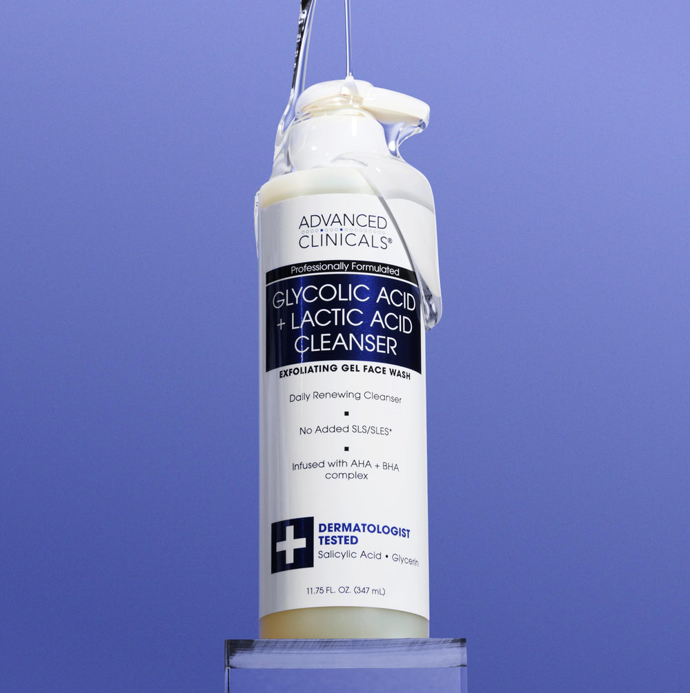 Midwest-made formulation of Advanced Clinicals Glycolic Face Wash