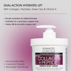 Advanced Clinicals hyaluronic acid body cream bottle providing deep moisture for dry skin.