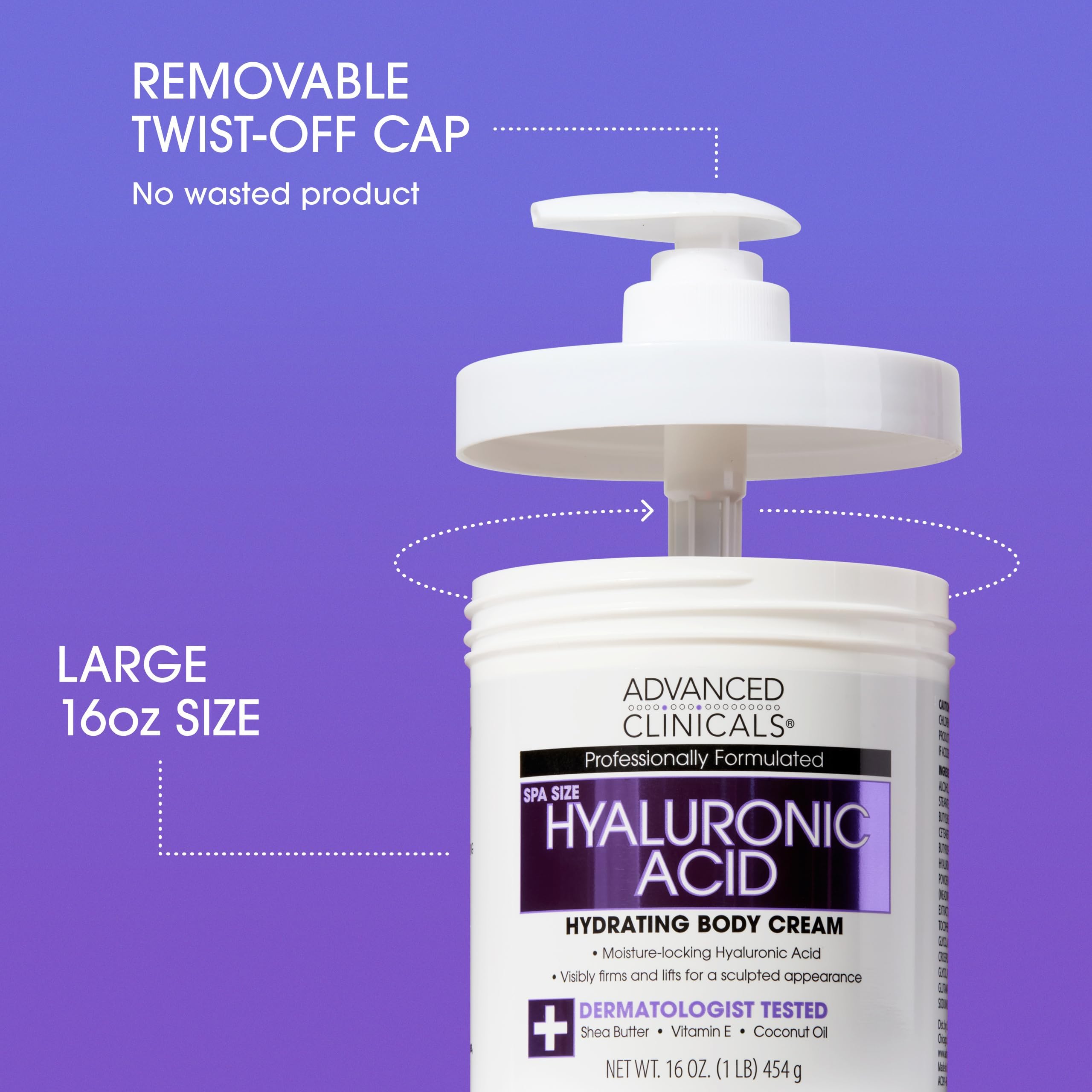 Application of Hyaluronic Acid Cream on skin demonstrates all-over hydration.