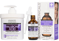 Advanced Clinicals Hyaluronic Acid Cream bottle delivers intense hydration for smoother skin.