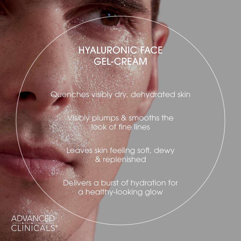 Advanced Clinicals Hyaluronic Acid Face Cream close-up showing light, non-greasy gel texture.
