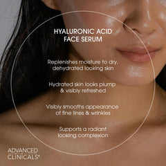Advanced Clinicals Hyaluronic Acid Serum Face bottle delivering plump hydration