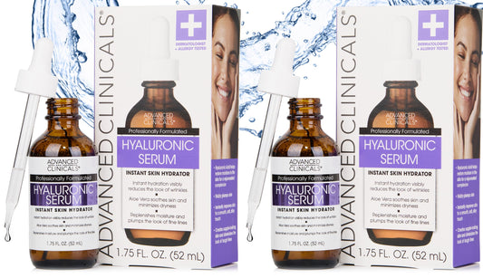 Advanced Clinicals Hyaluronic Acid Serum bottle front view for hydration benefits