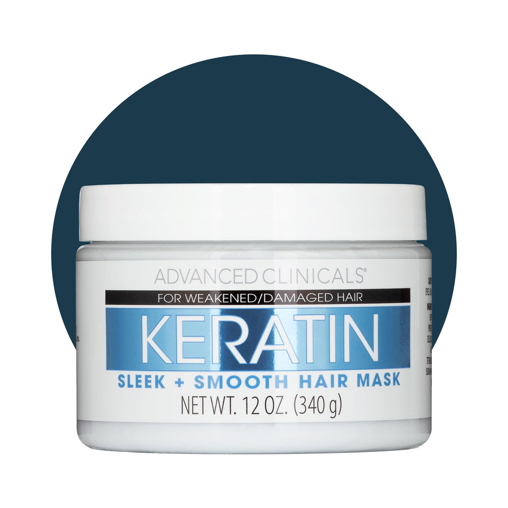 Advanced Clinicals Keratin Hair Mask bottle closeup showing rich nourishment for smoother hair