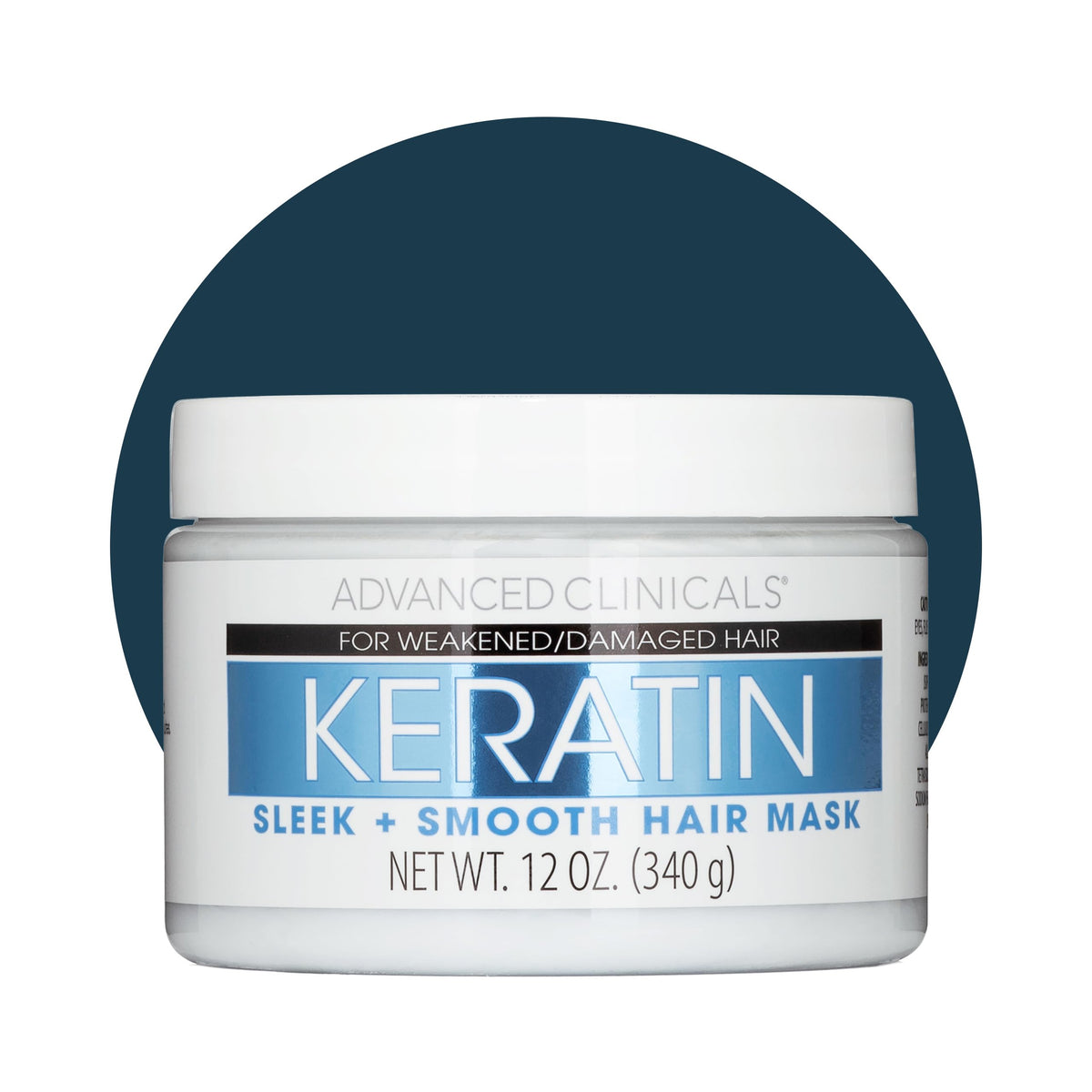 Advanced Clinicals Keratin Hair Mask bottle closeup showing rich nourishment for smoother hair