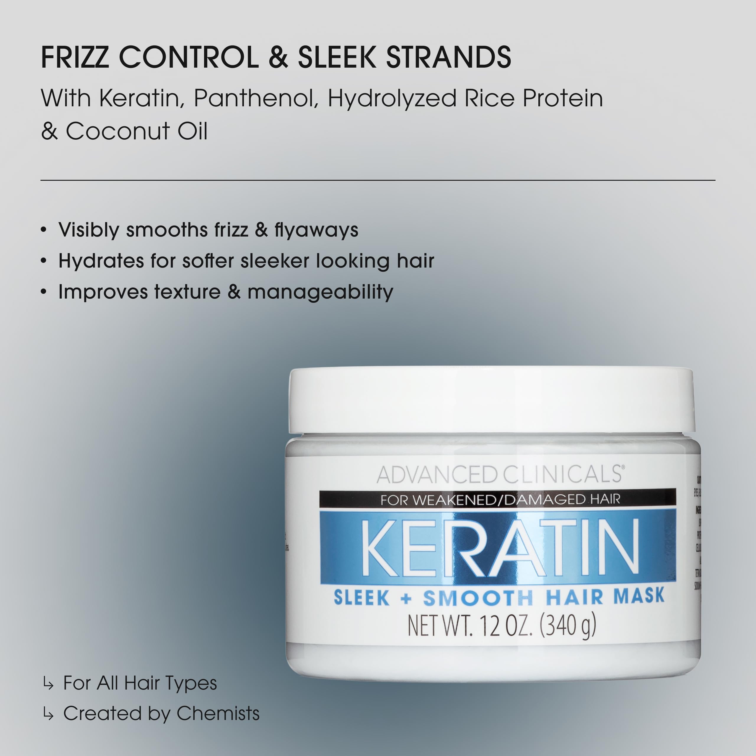 Advanced Clinicals Keratin Hair Mask rich cream texture for deep moisture