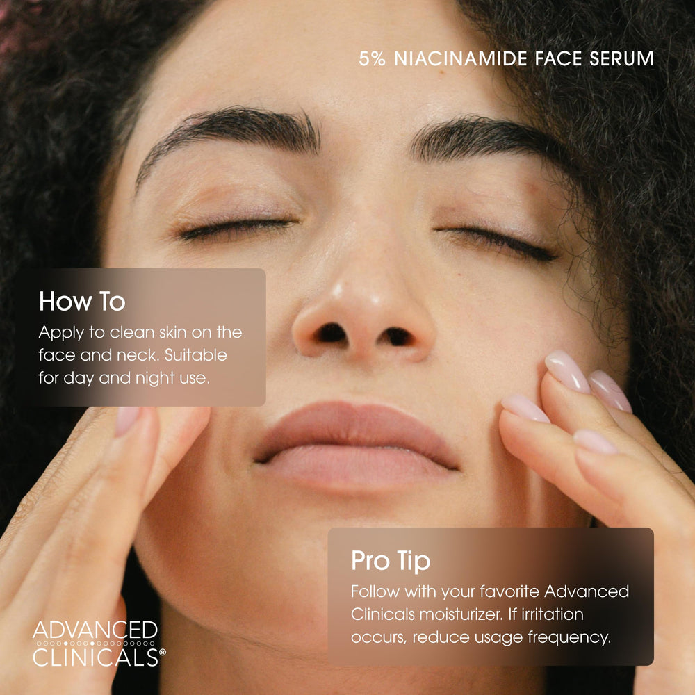 Advanced Clinicals Niacinamide Serum ferulic and vitamin C ingredients closeup for brightness
