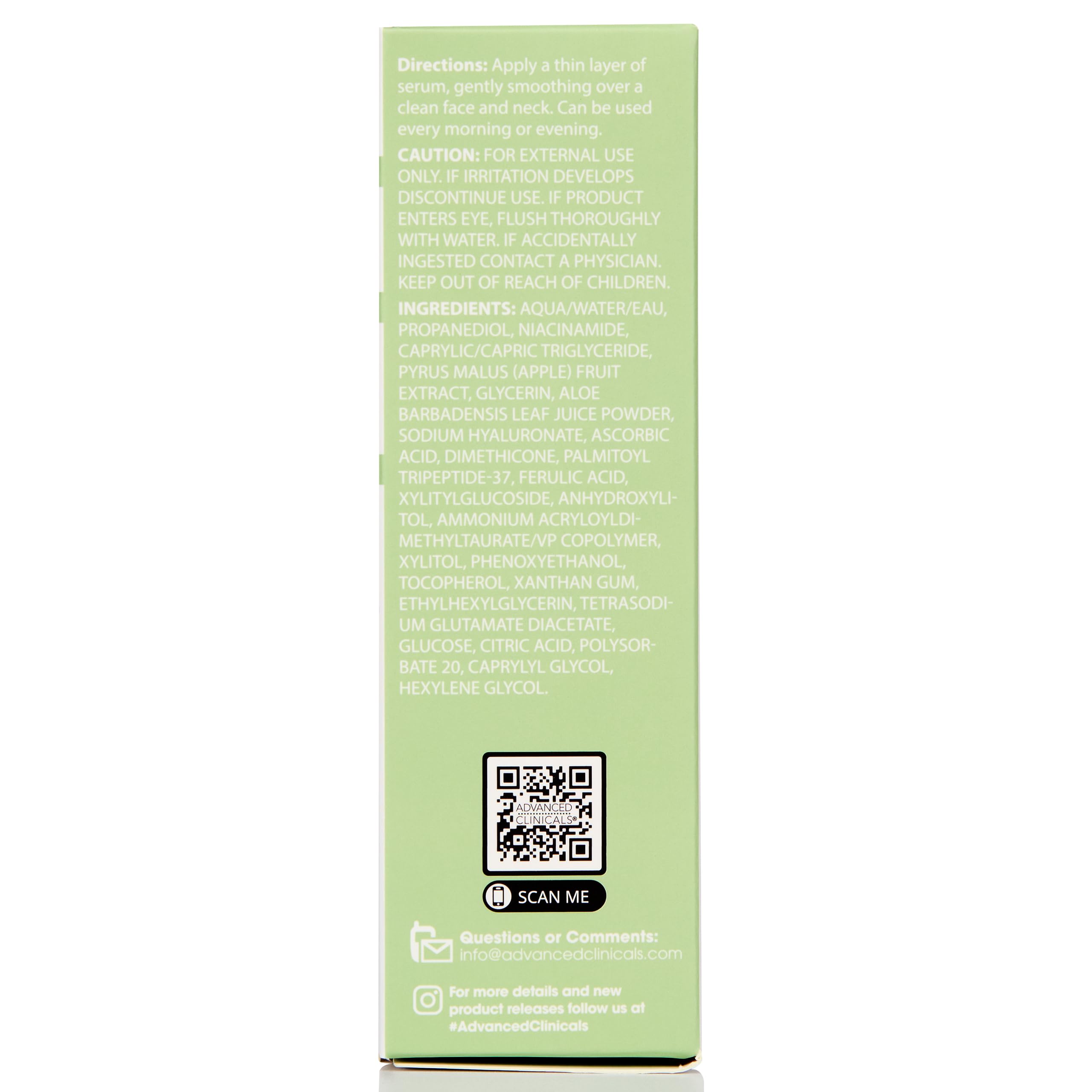 Advanced Clinicals Niacinamide Serum packaging and brand logo for trust