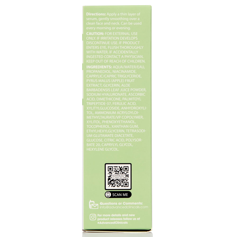 Advanced Clinicals Niacinamide Serum packaging and brand logo for trust