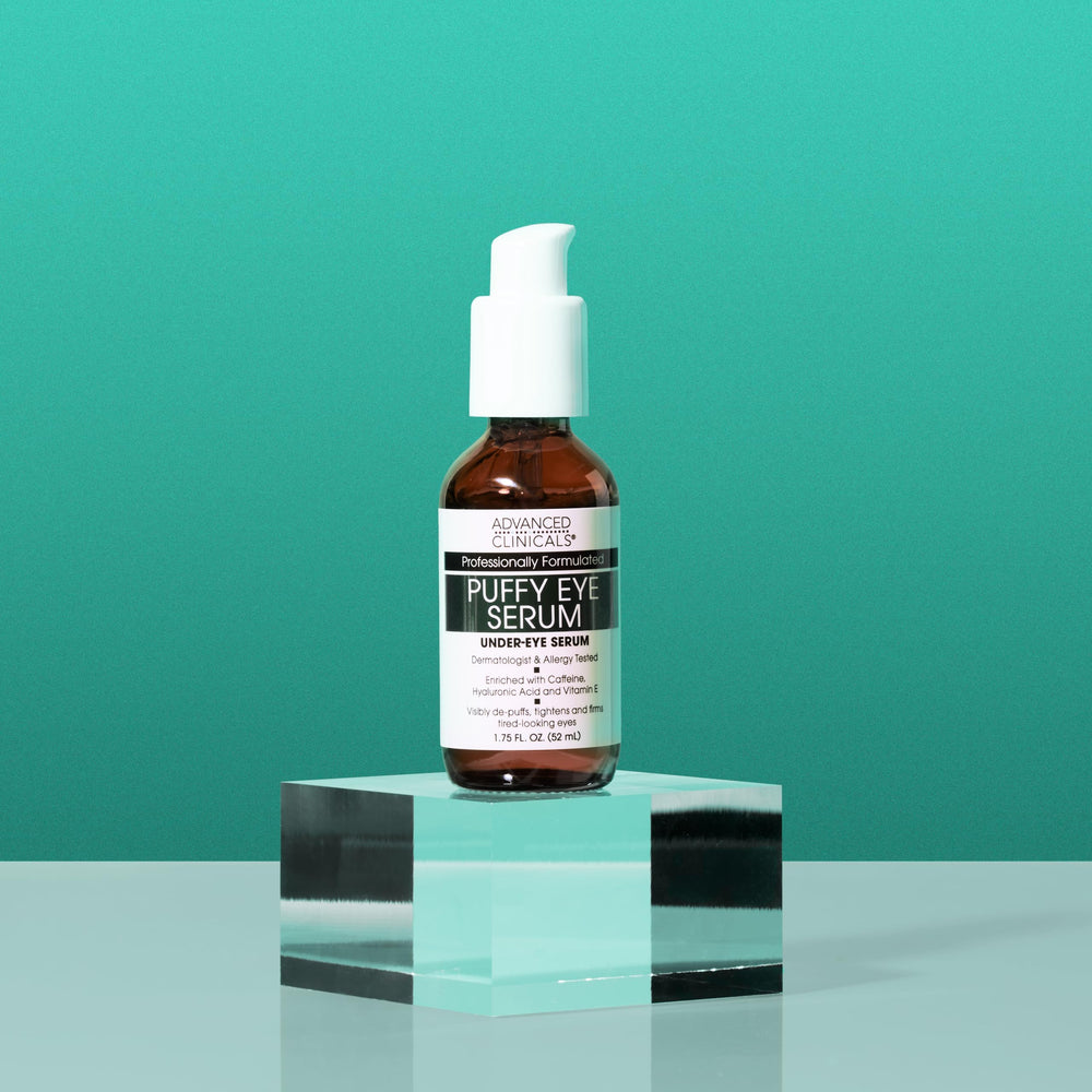 Advanced Clinicals Puffy Eye Serum 2-pack packaging shown.