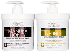 Advanced Clinicals retinol body cream bottle pour supporting smooth skin