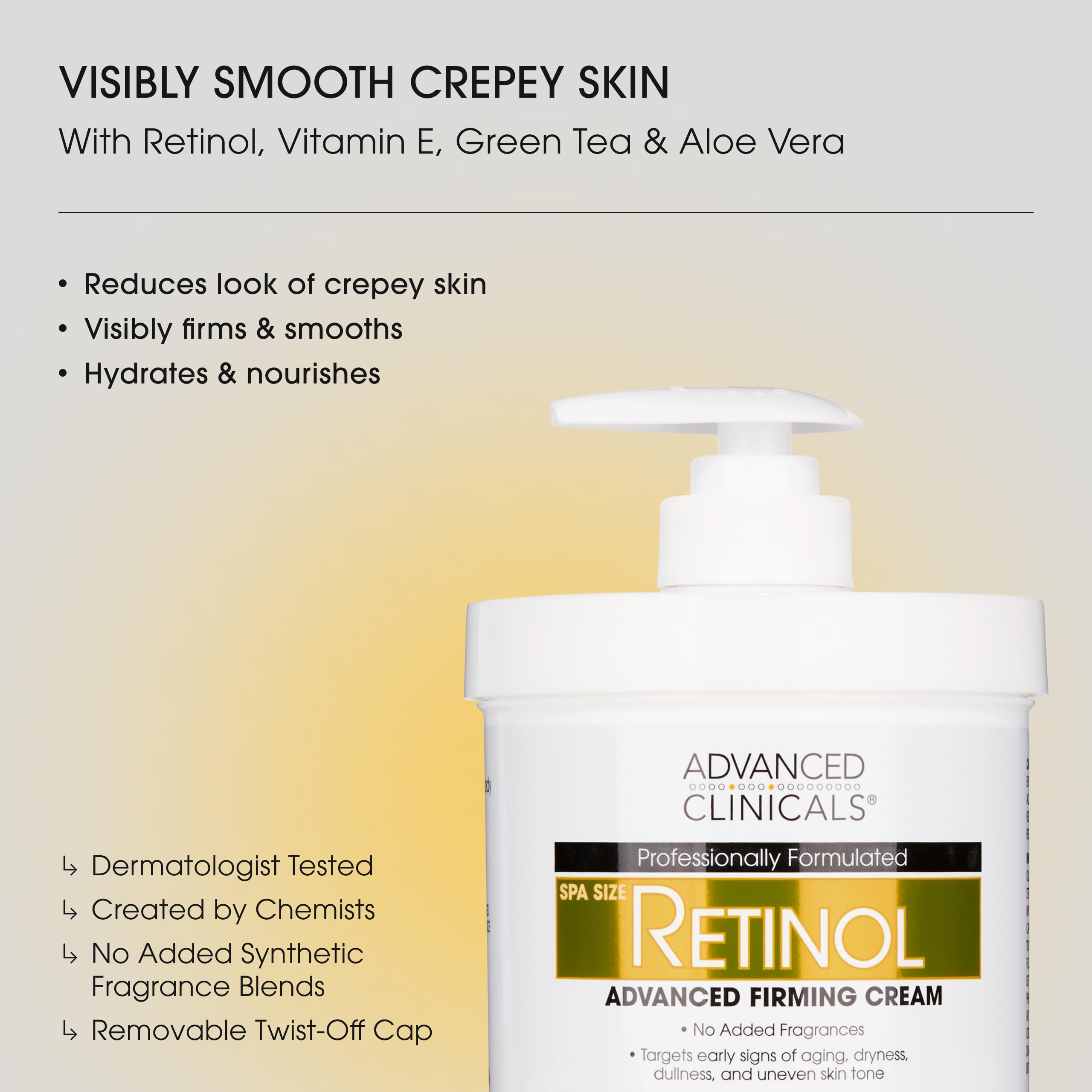 Advanced Clinicals retinol body cream texture closeup shows rich hydration