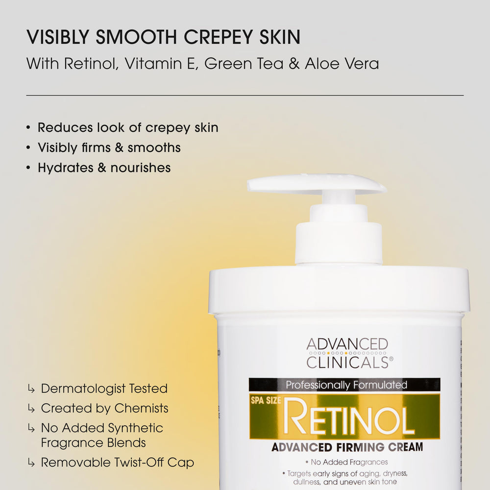 Advanced Clinicals retinol body cream texture closeup shows rich hydration