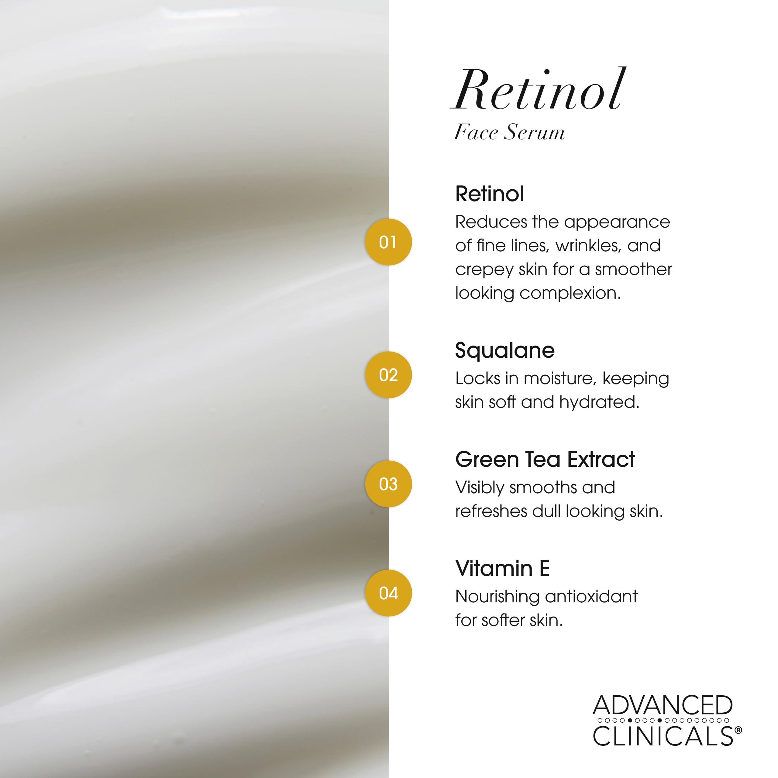 Advanced Clinicals Retinol Cream offers luxurious, non-greasy texture.