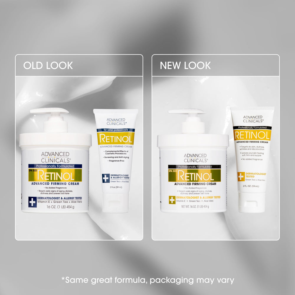Duo of Retinol body cream and lotion on vanity for daily routine