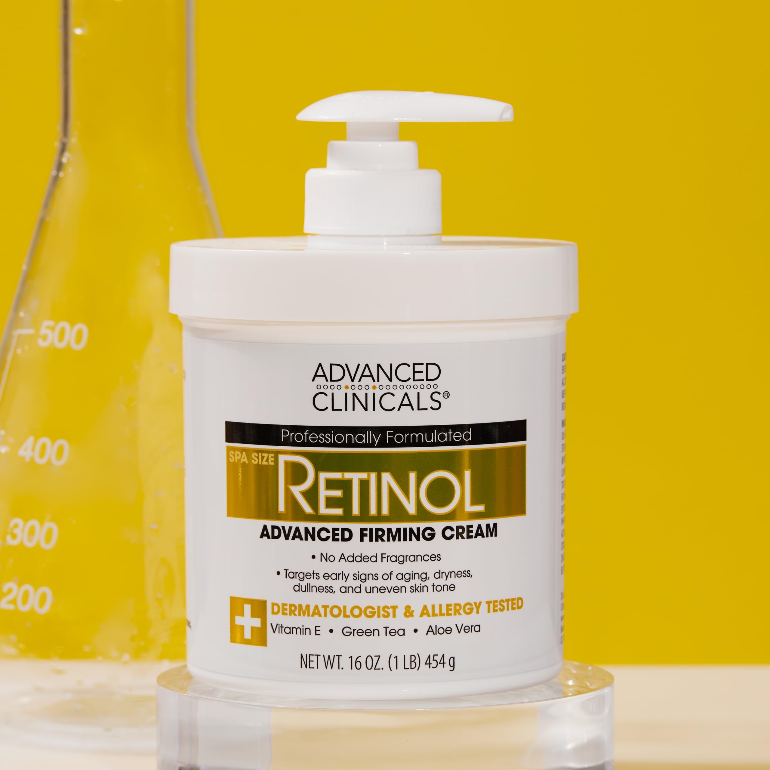 Travel-size Advanced Clinicals Retinol packaging on bathroom shelf