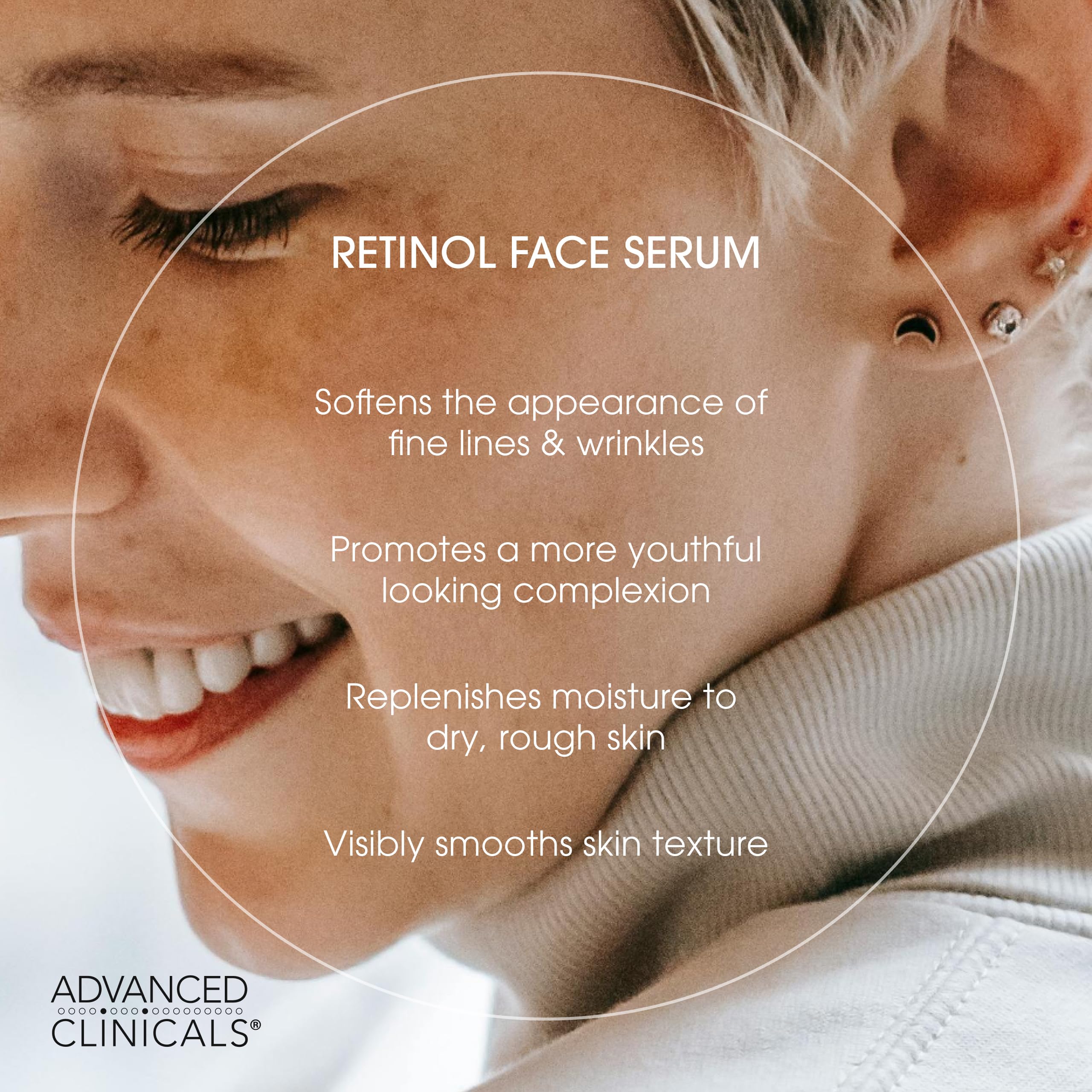 Advanced Clinicals three-piece serum set packaging for premium routine.