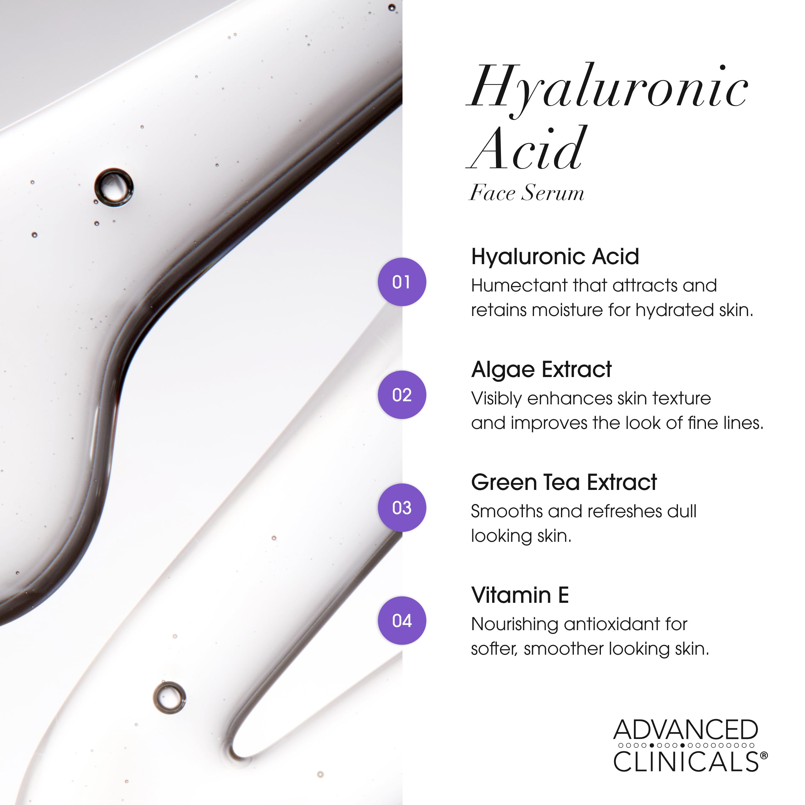 Advanced Clinicals side-by-side serum collection illustrates cohesive anti-aging routine.