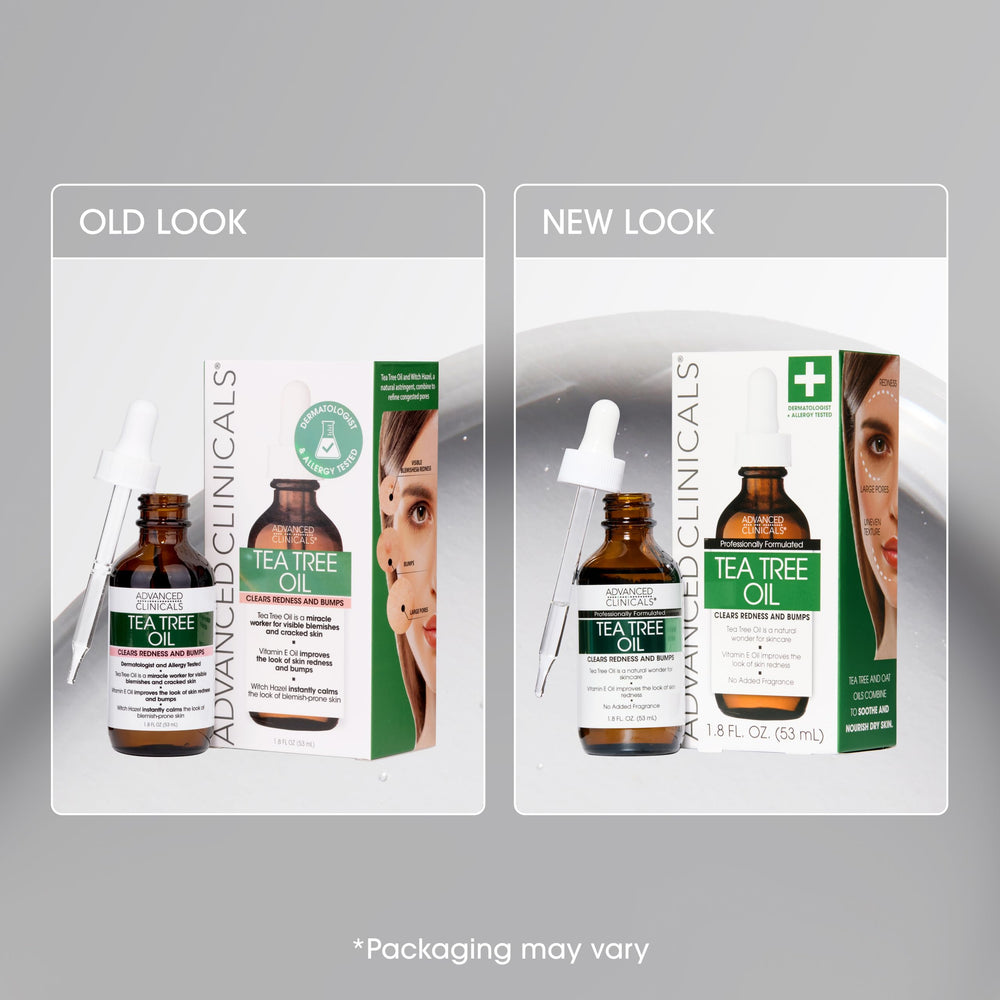 Dropper dispensing Advanced Clinicals Tea Tree Serum for precise, at-home use.