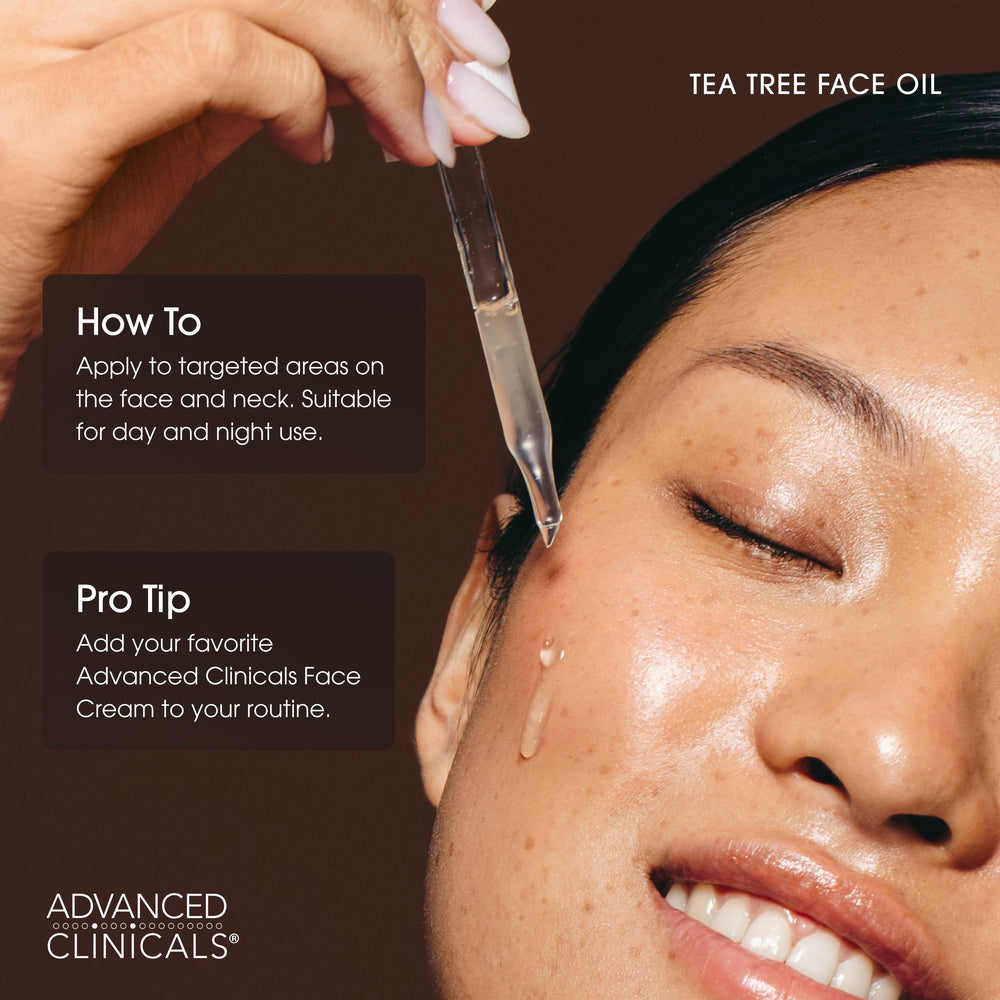 Vitamin E feature: Advanced Clinicals Tea Tree Serum delivers hydration and balanced tone.