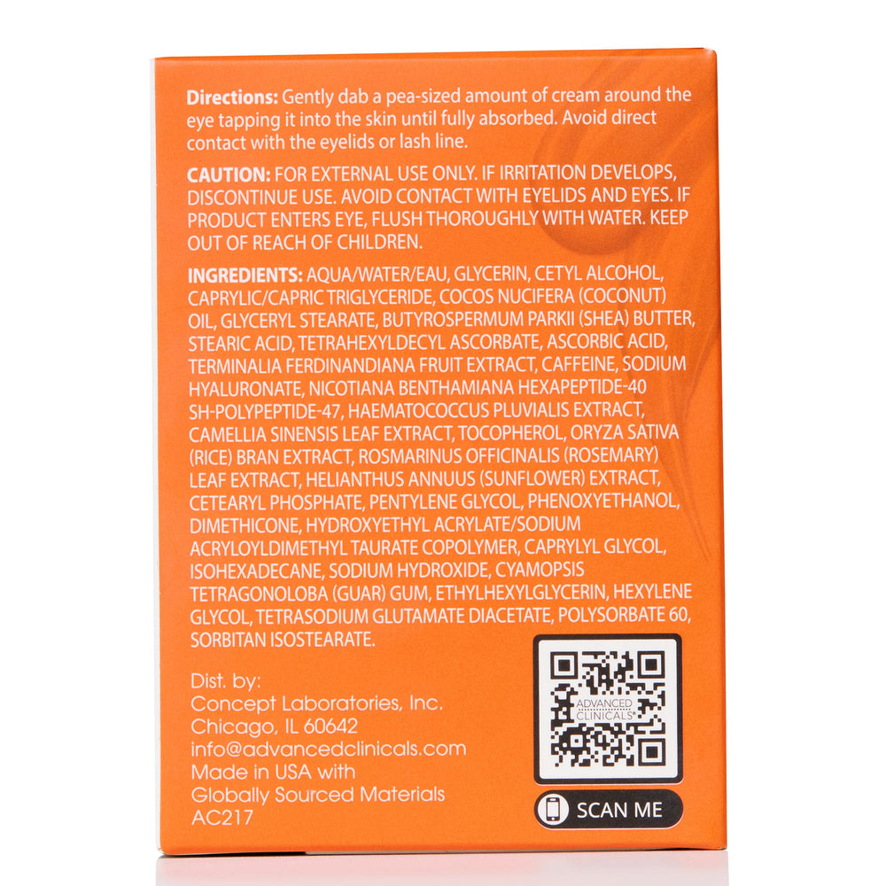 Brand packaging of Advanced Clinicals Vitamin C Eye Balm on display