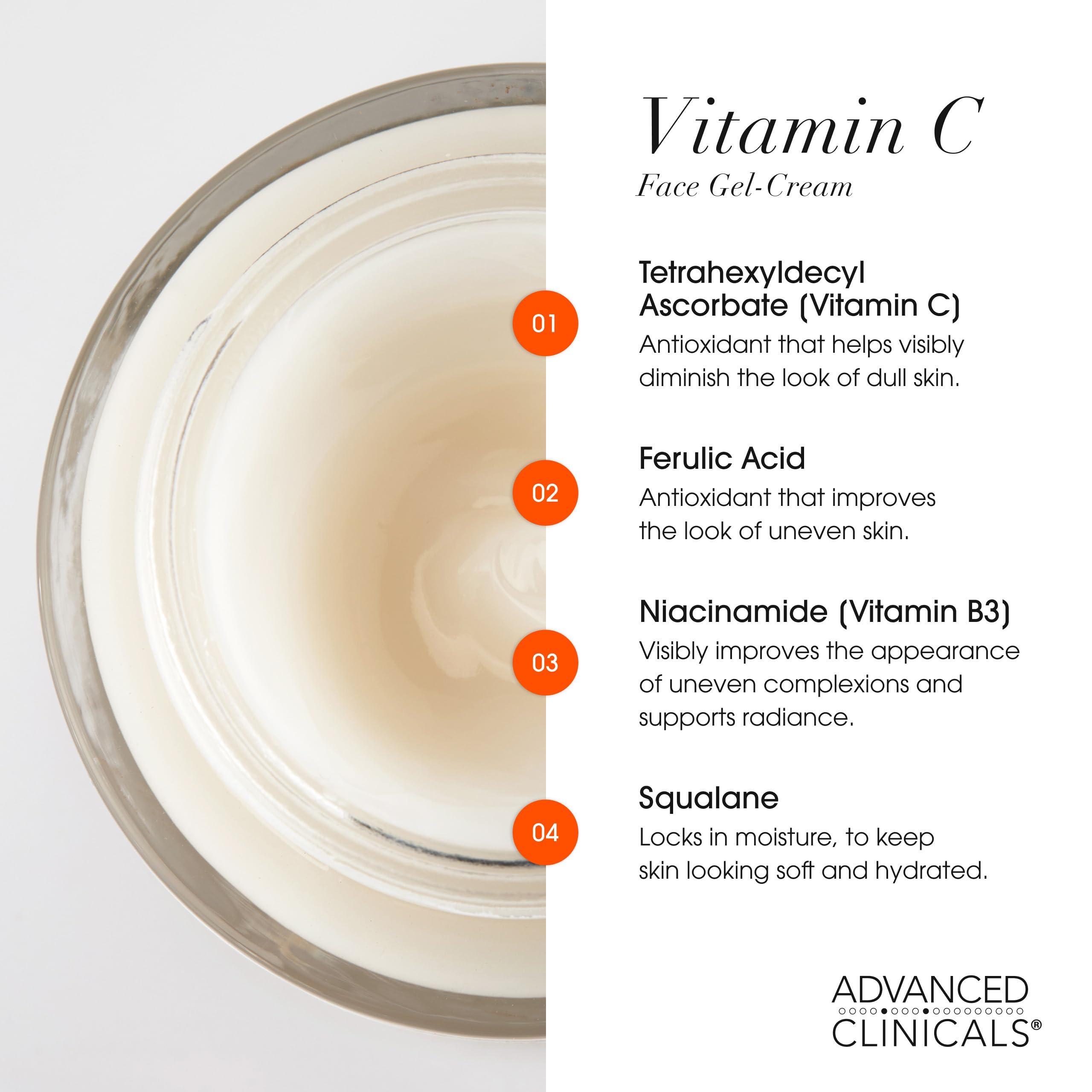 Close-up of Advanced Clinicals Vitamin C Face Moisturizer for daily use