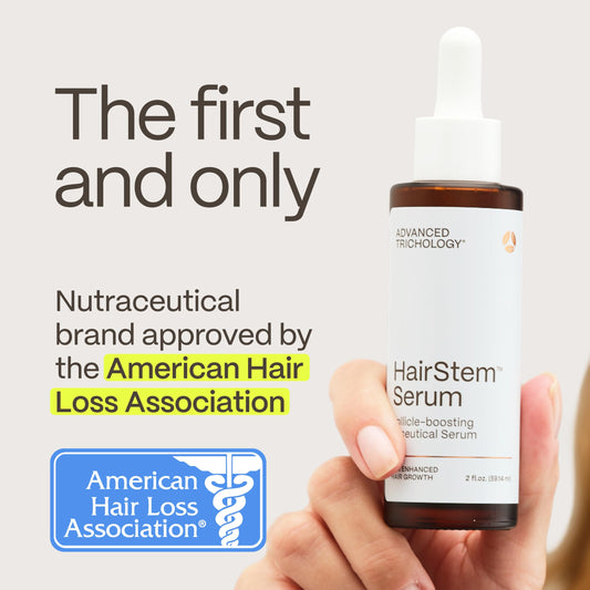 HairStem application dropper demonstrates precise topical delivery to the scalp.