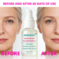 Adweekey Volufiline 92% serum packaging closeup highlights sleek airless bottle design