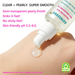 Adweekey Volufiline 92% serum texture swatch shows lightweight, non-greasy finish for easy layering