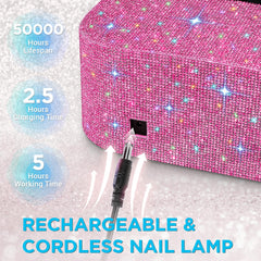 Aedavey lamp with 18 side lights for even drying on all fingers.