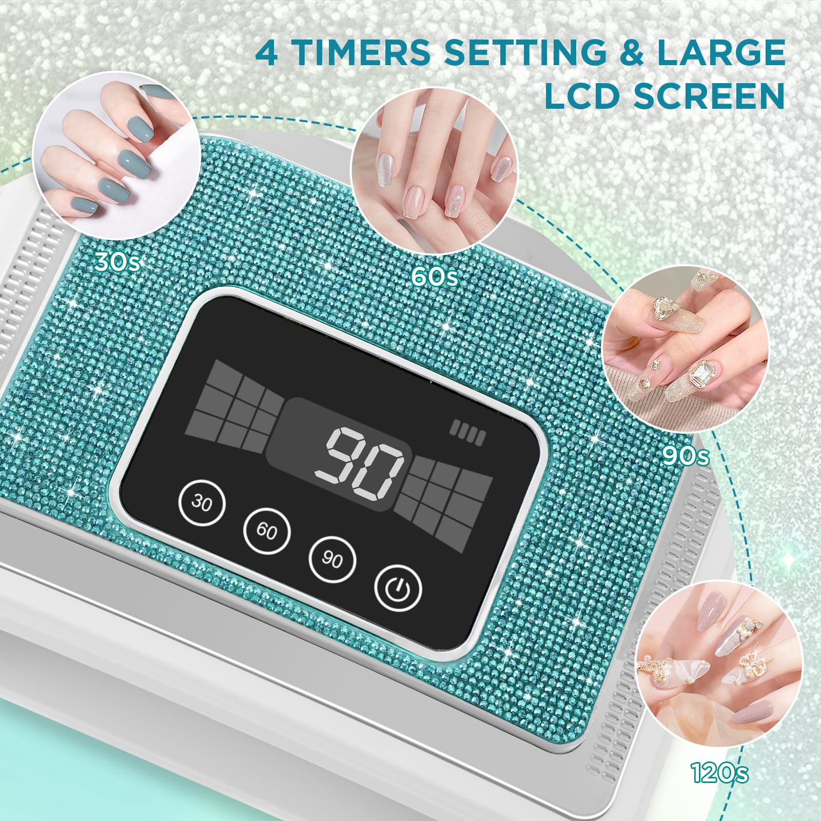 Aedavey cordless nail lamp side angle showing portable design