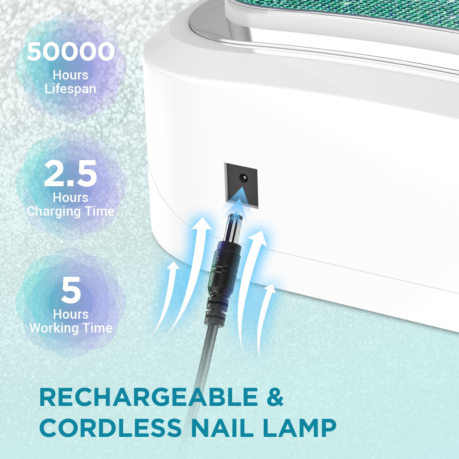 Aedavey nail lamp LCD screen indicating charge status