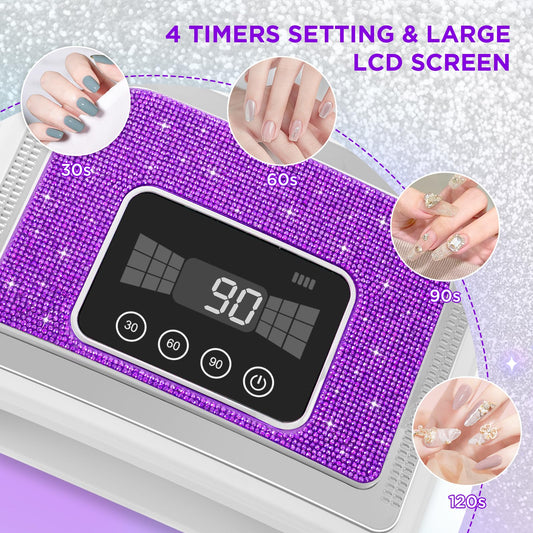 Aedavey salon-quality UV-LED nail lamp delivering 360-degree cure for even results.