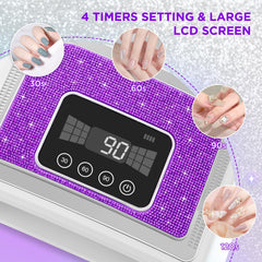 Aedavey salon-quality UV-LED nail lamp delivering 360-degree cure for even results.