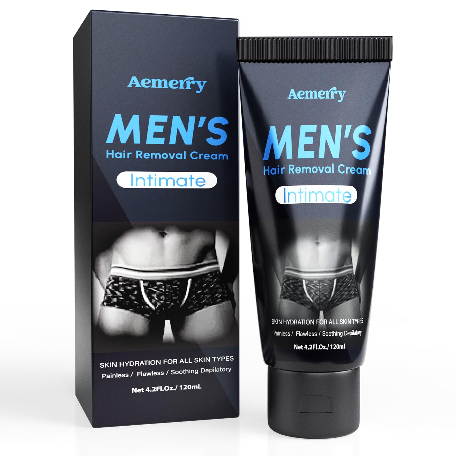 Aemerry Hair Removal Cream bottle pour demonstrates easy dispensing for mess-free application.