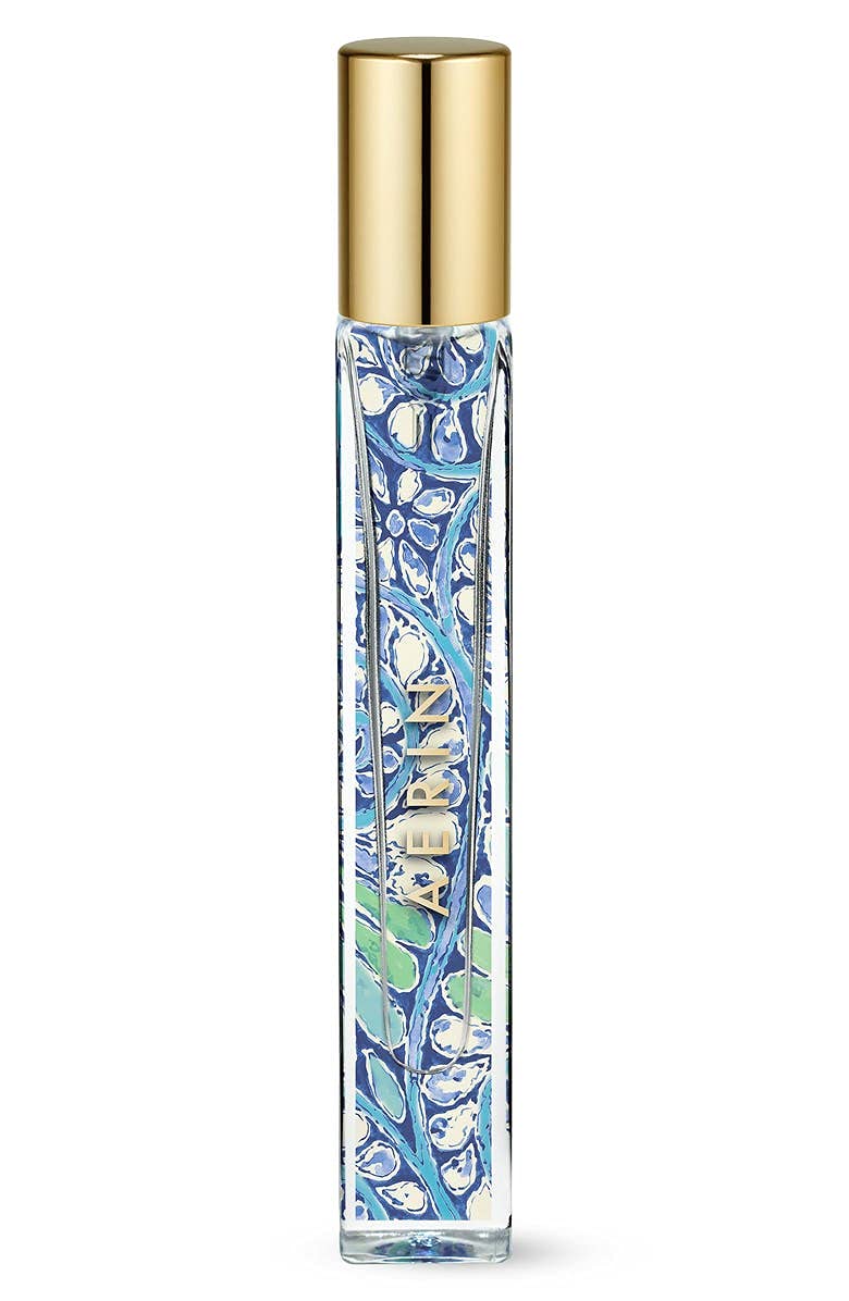 AERIN Mediterranean Honeysuckle EDP close-up on cap for purse-ready refresh