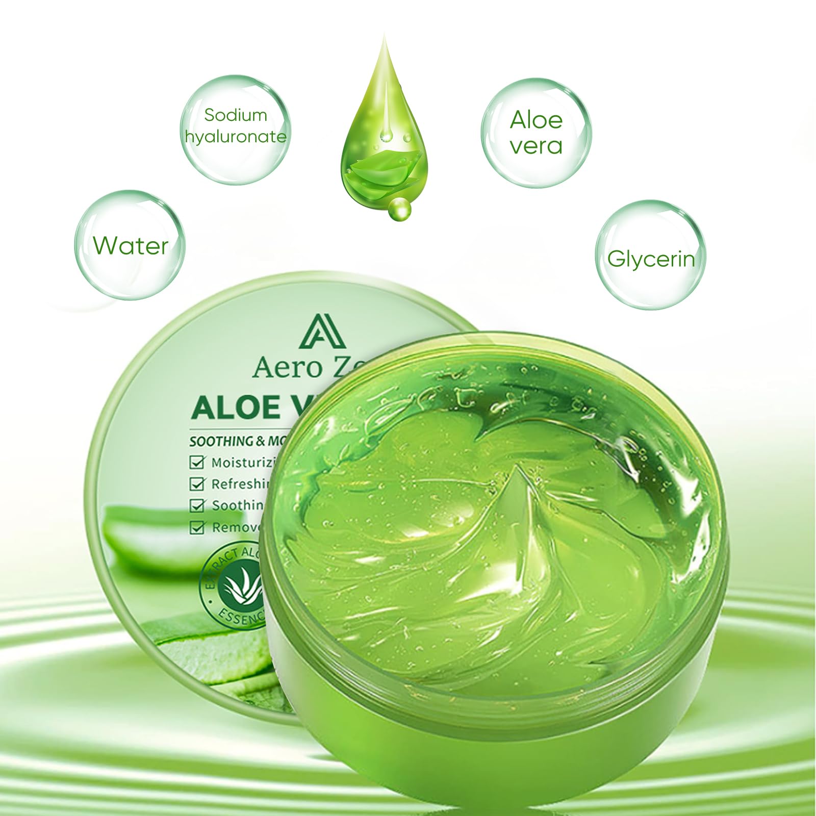 Aero Zen Pure Aloe Gel fast absorption on skin for a smooth feel.