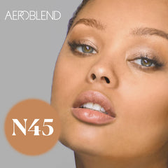 Aeroblend N45 packaging showcases cruelty-free, USA-made beauty standard.